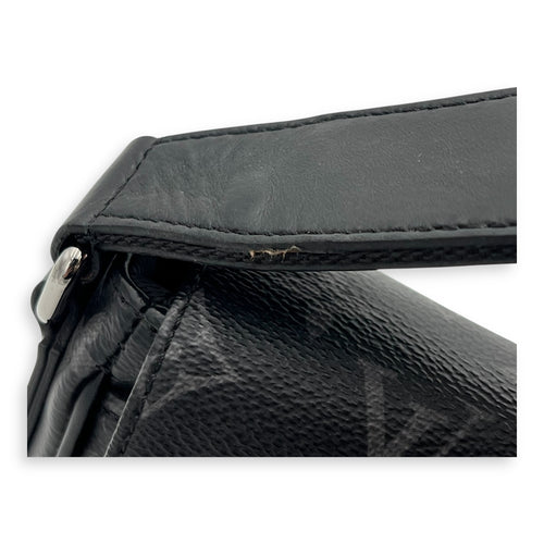 District Shoulder Bag Black in Monogram Coated Canvas, Silver hardware