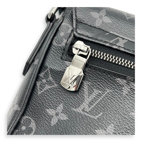 District Shoulder Bag Black in Monogram Coated Canvas, Silver hardware