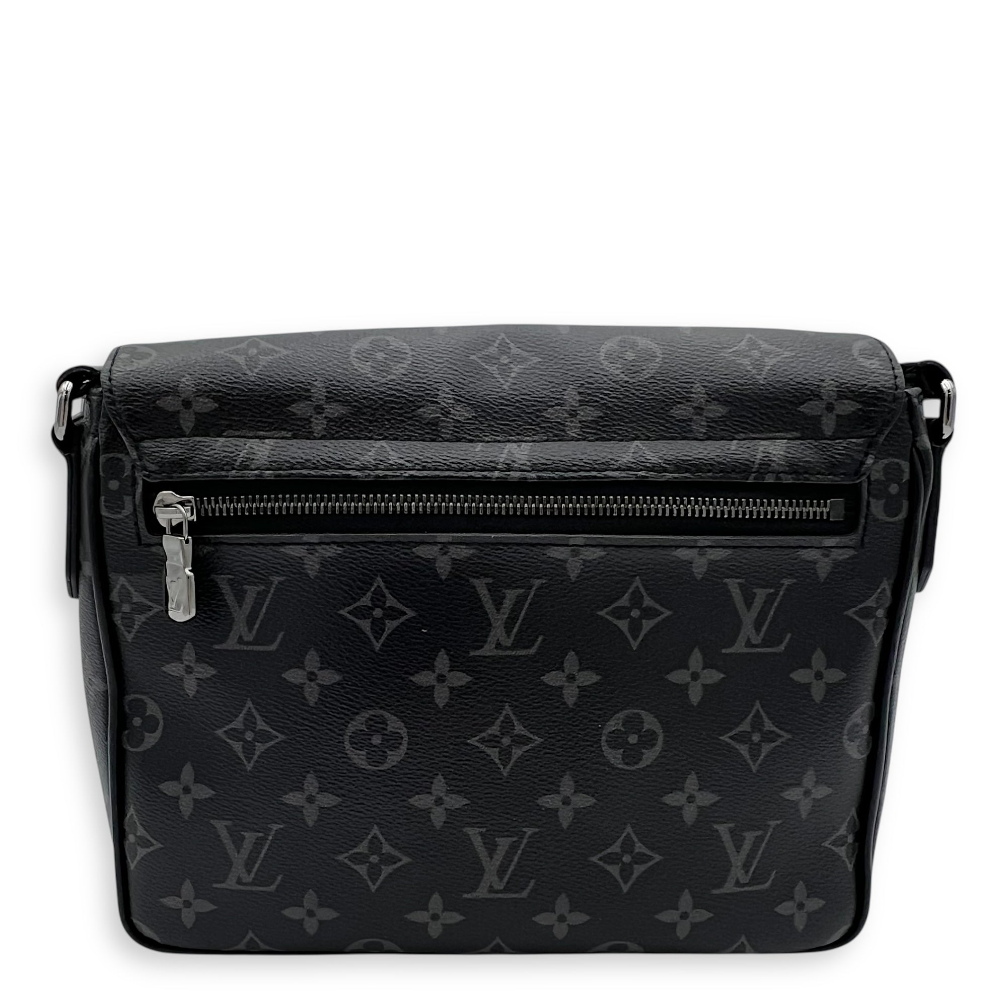 District Shoulder Bag Black in Monogram Coated Canvas, Silver hardware