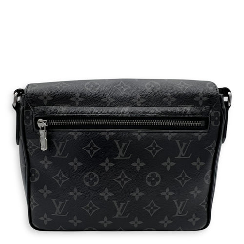 District Shoulder Bag Black in Monogram Coated Canvas, Silver hardware