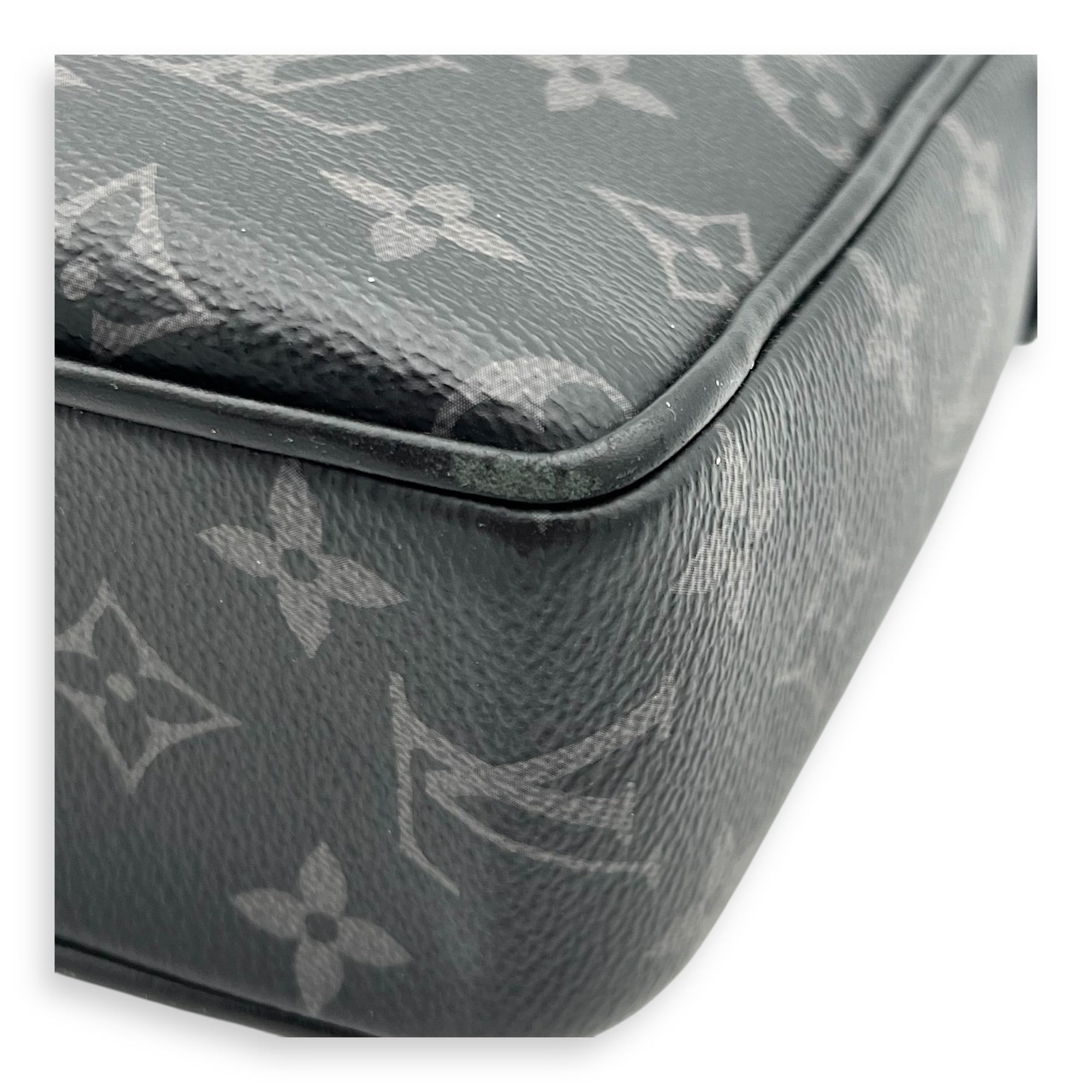 District Shoulder Bag Black in Monogram Coated Canvas, Silver hardware