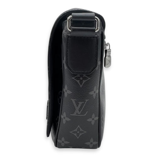 District Shoulder Bag Black in Monogram Coated Canvas, Silver hardware