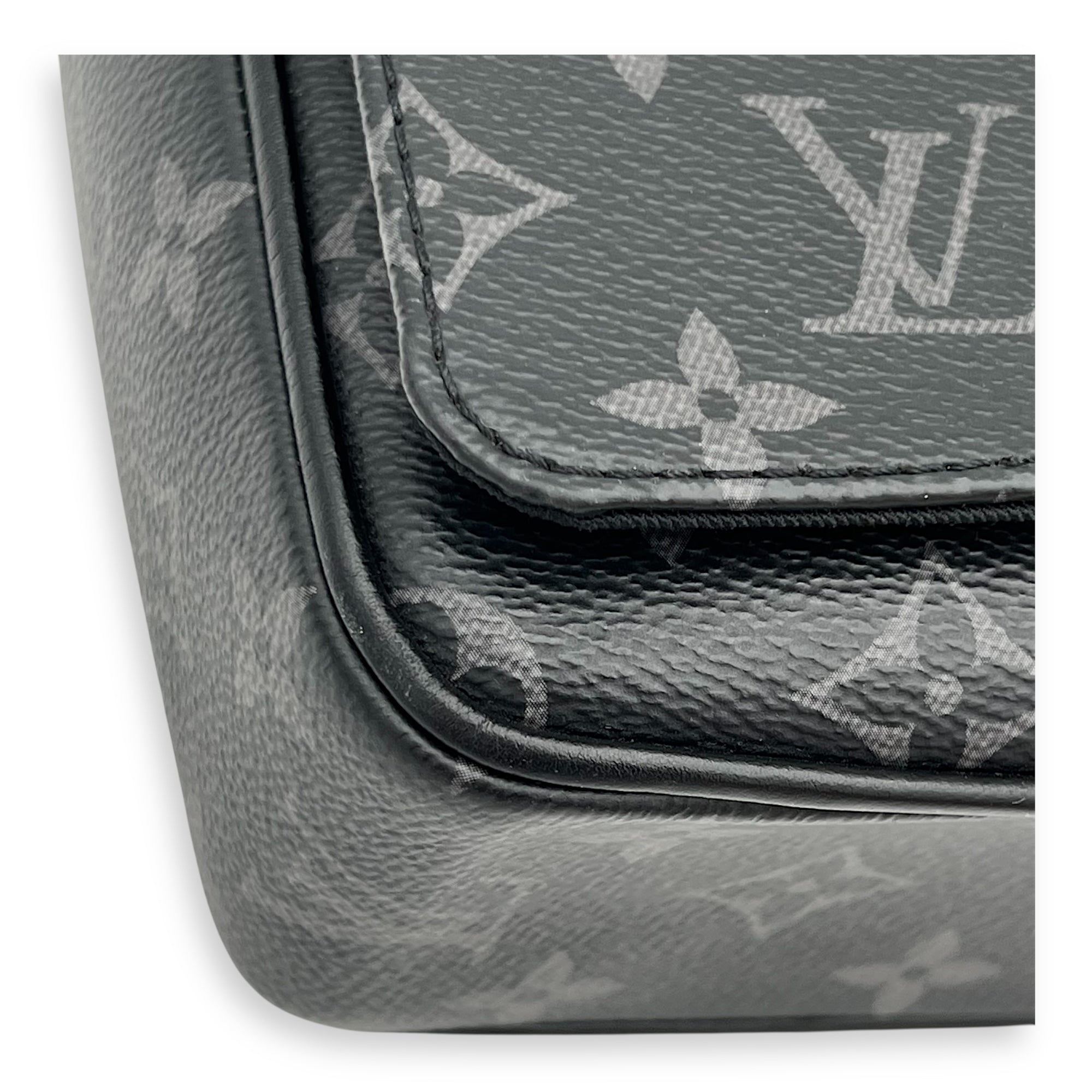 District Shoulder Bag Black in Monogram Coated Canvas, Silver hardware