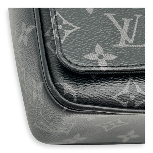 District Shoulder Bag Black in Monogram Coated Canvas, Silver hardware