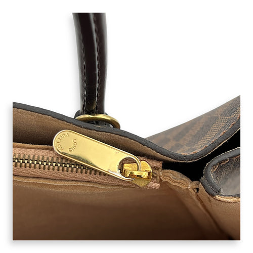 Kensington Top Handle Bag Brown in Coated Canvas, Gold hardware