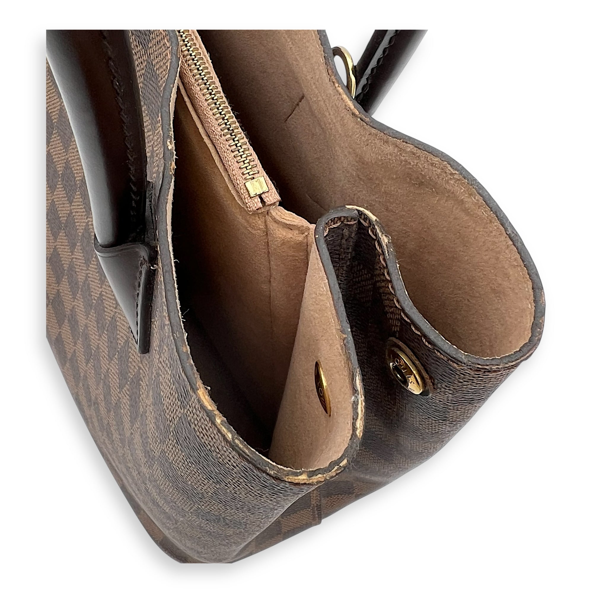 Kensington Top Handle Bag Brown in Coated Canvas, Gold hardware