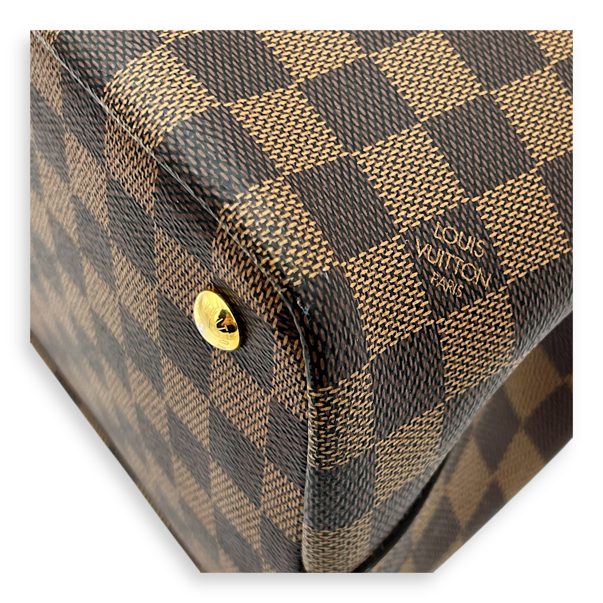Kensington Top Handle Bag Brown in Coated Canvas, Gold hardware