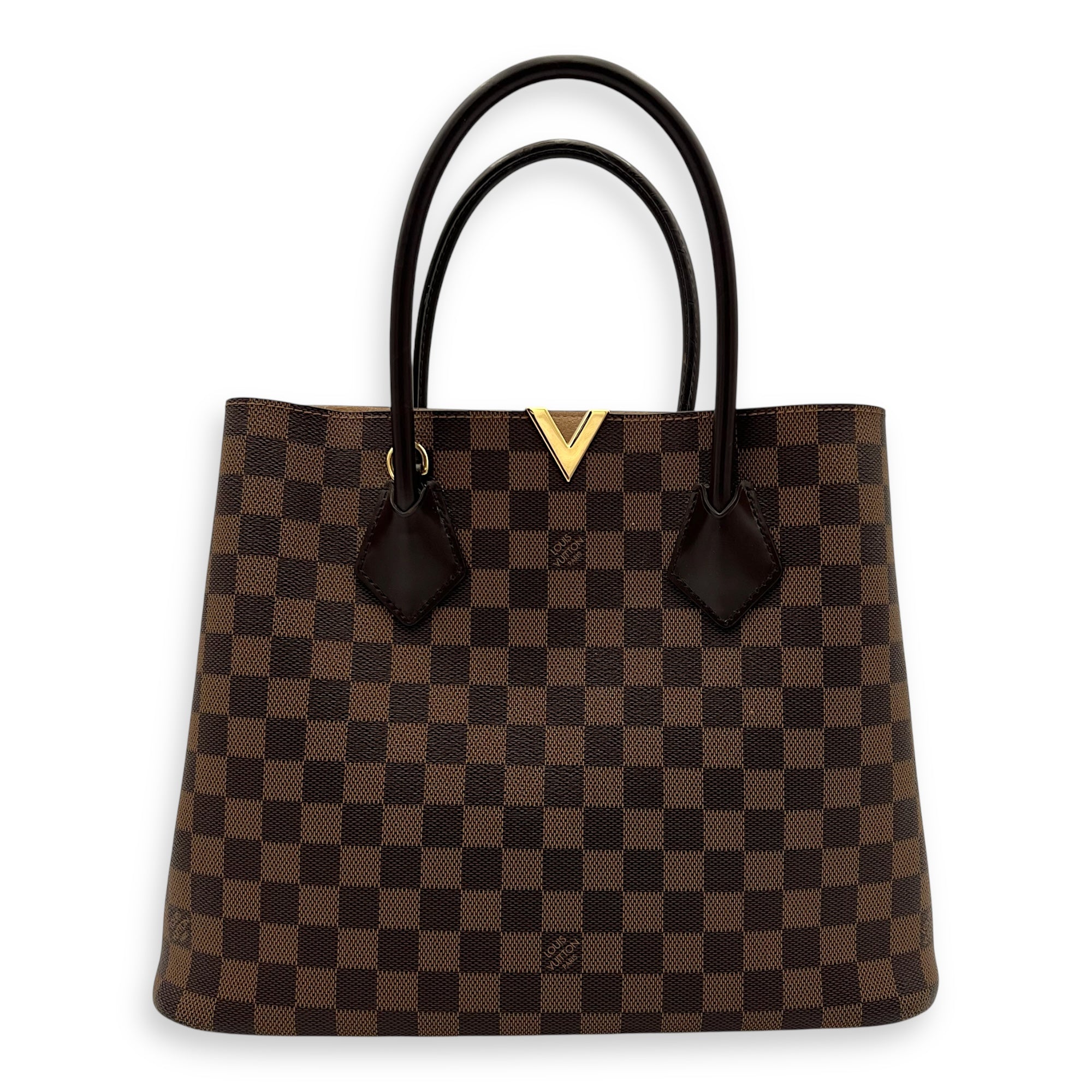 Kensington Top Handle Bag Brown in Coated Canvas, Gold hardware