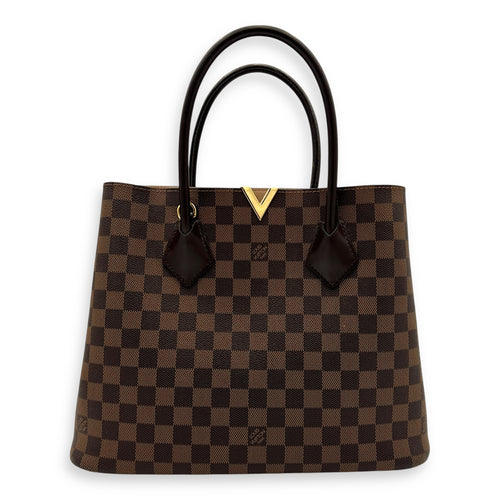 Kensington Top Handle Bag Brown in Coated Canvas, Gold hardware