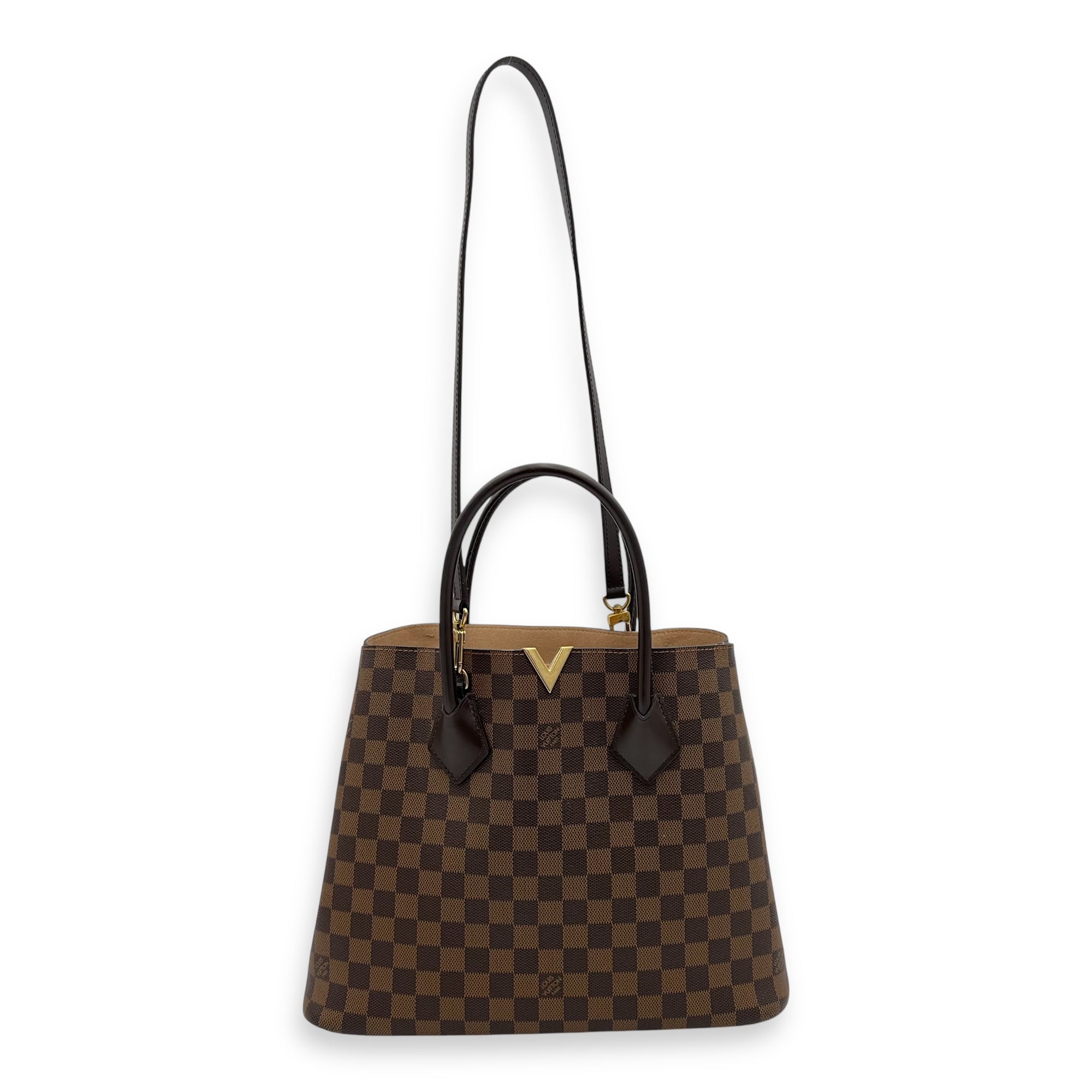 Kensington Top Handle Bag Brown in Coated Canvas, Gold hardware