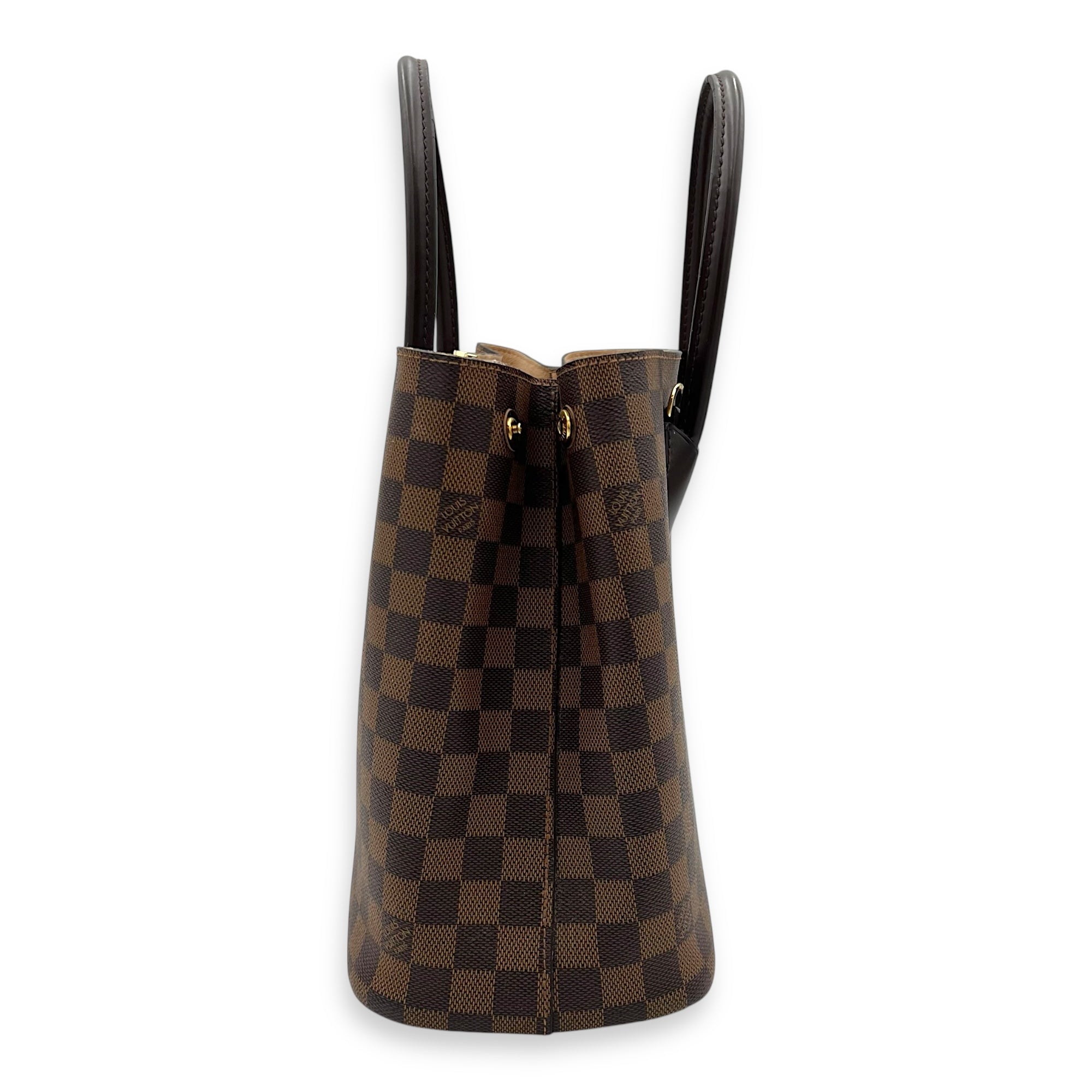 Kensington Top Handle Bag Brown in Coated Canvas, Gold hardware