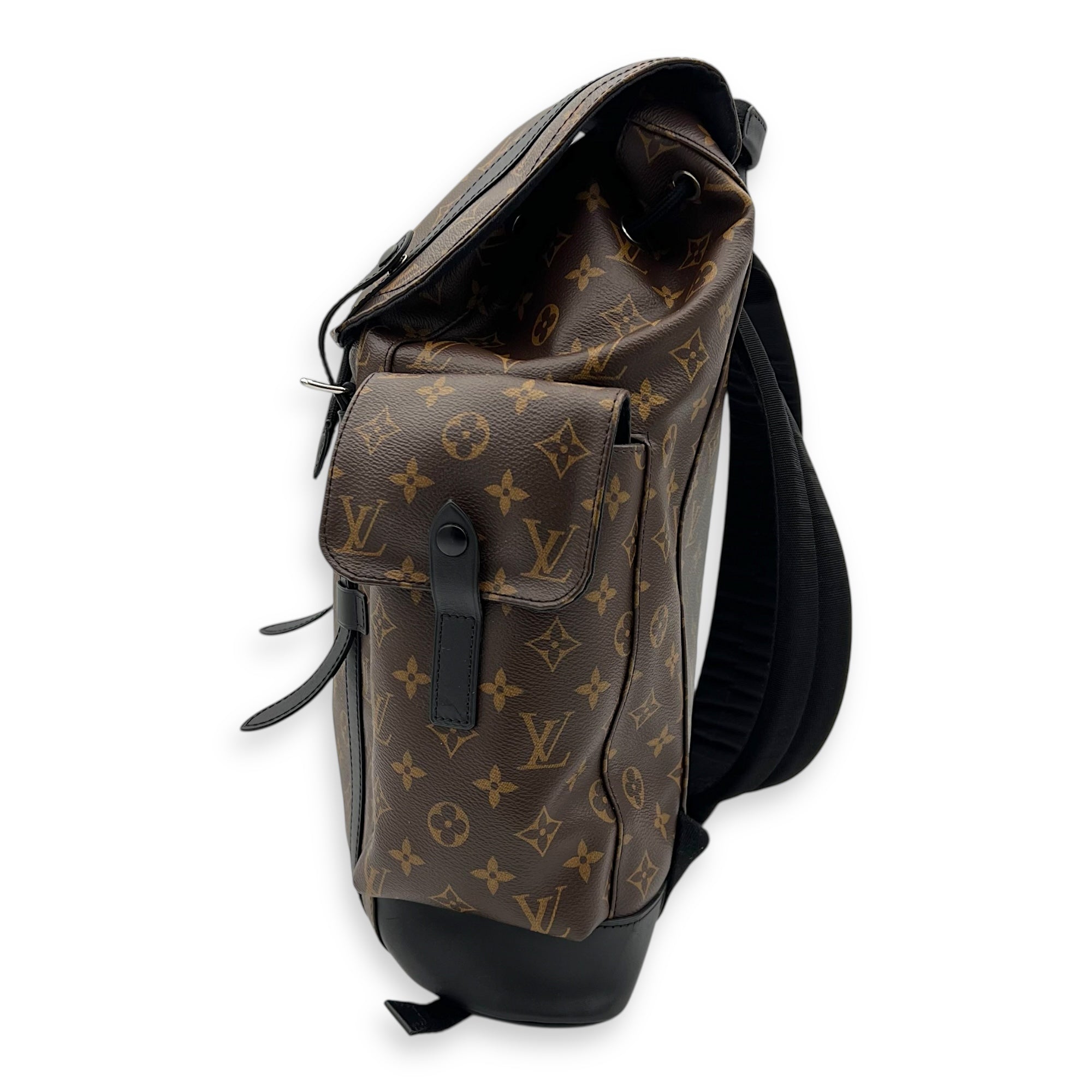 Christopher Backpack Brown in Monogram Coated Canvas, Silver hardware