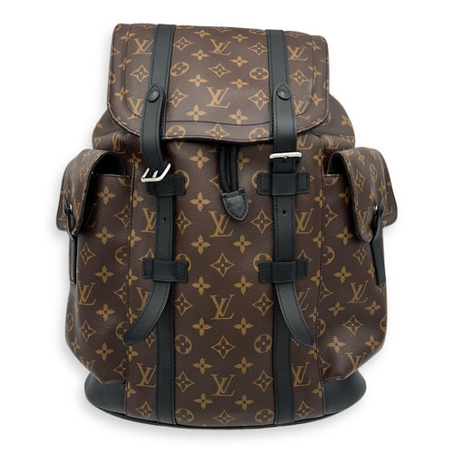Christopher Backpack Brown in Monogram Coated Canvas, Silver hardware