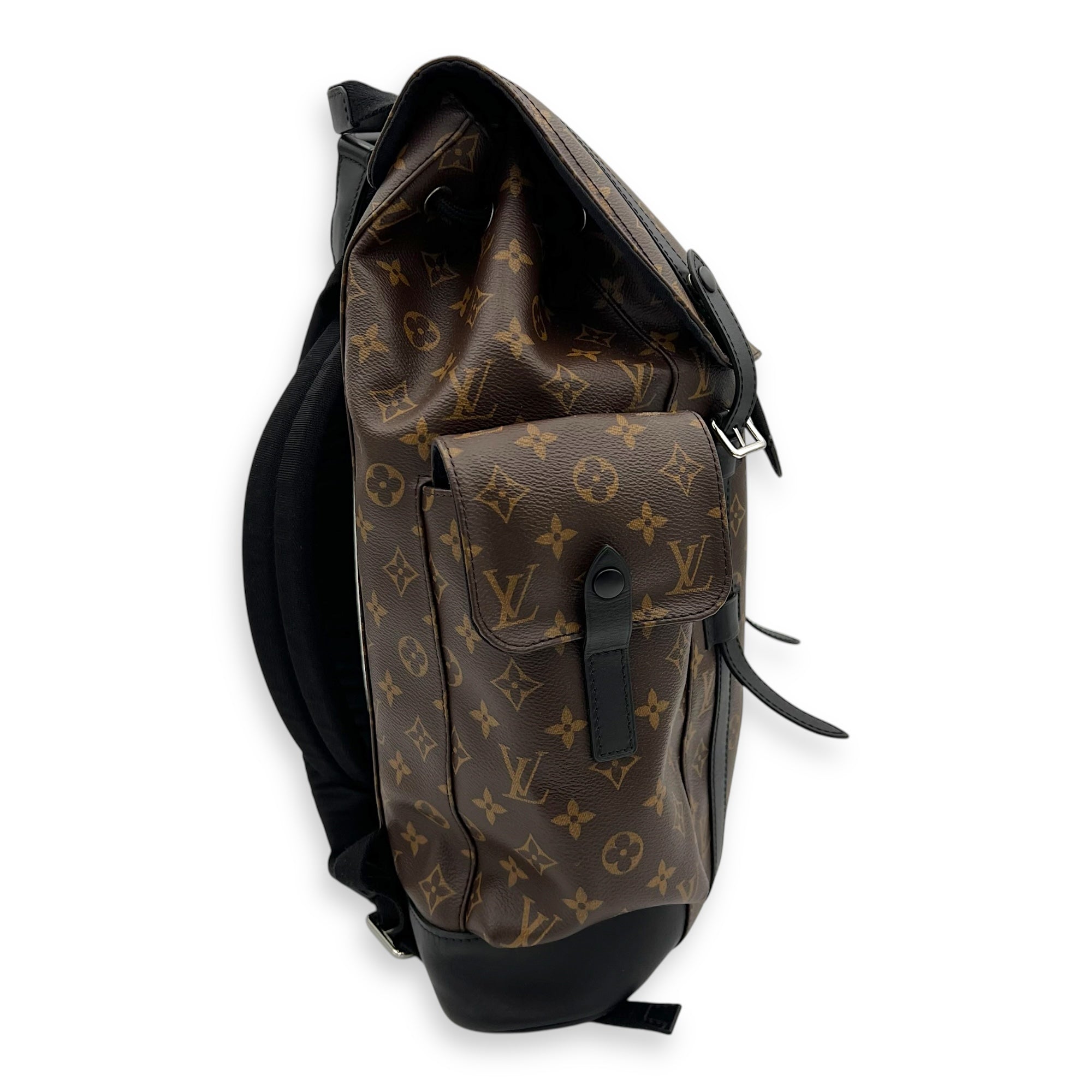 Christopher Backpack Brown in Monogram Coated Canvas, Silver hardware