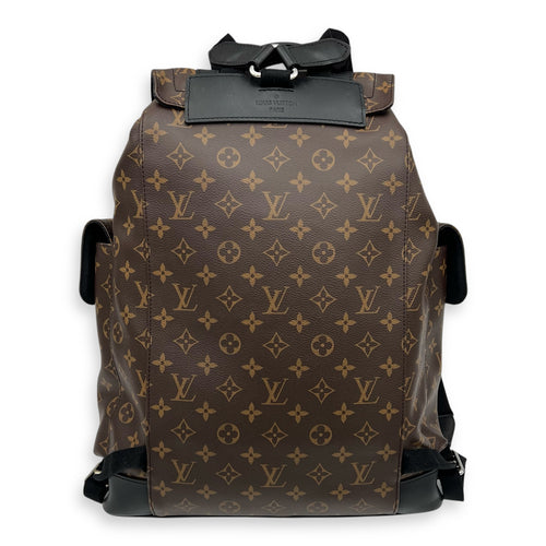 Christopher Backpack Brown in Monogram Coated Canvas, Silver hardware