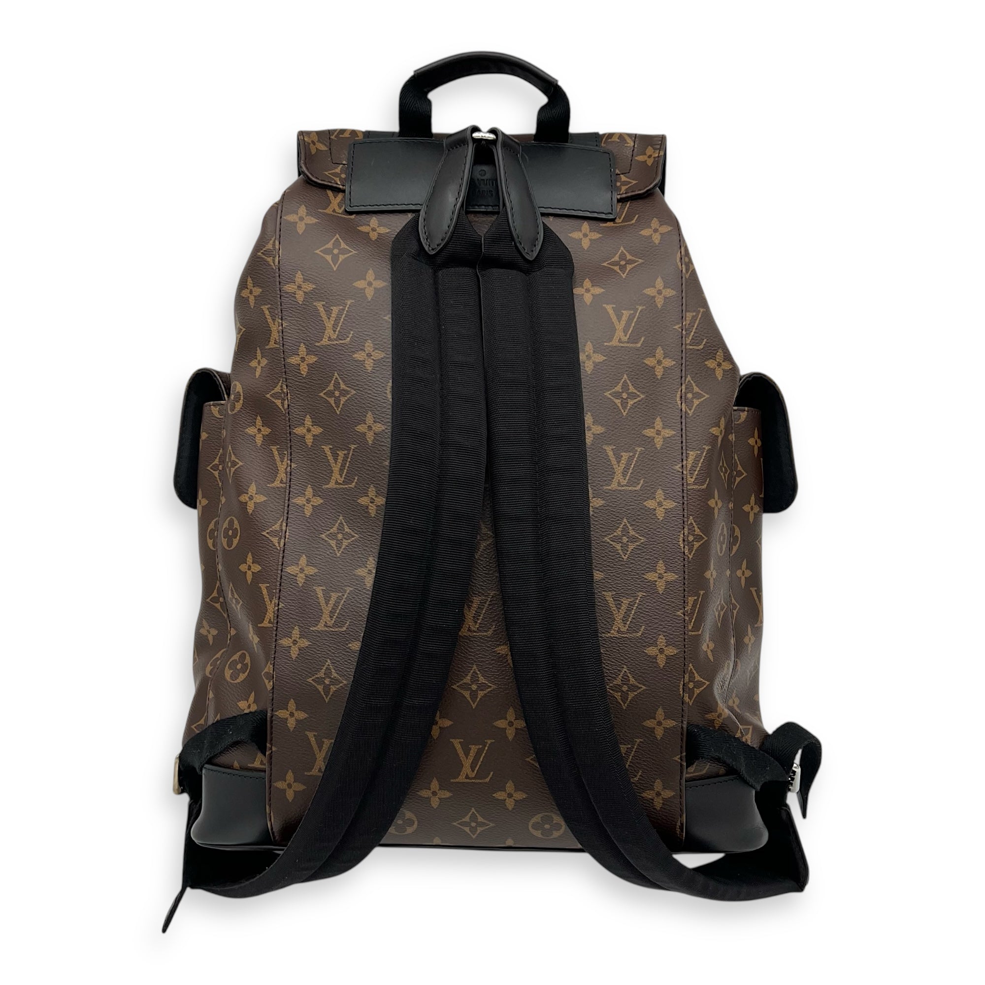 Christopher Backpack Brown in Monogram Coated Canvas, Silver hardware