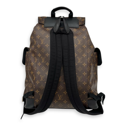 Christopher Backpack Brown in Monogram Coated Canvas, Silver hardware