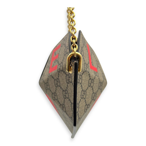 Supreme Heart Love Chain Shoulder Bag Beige in Coated Canvas, Gold hardware