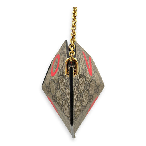 Supreme Heart Love Chain Shoulder Bag Beige in Coated Canvas, Gold hardware
