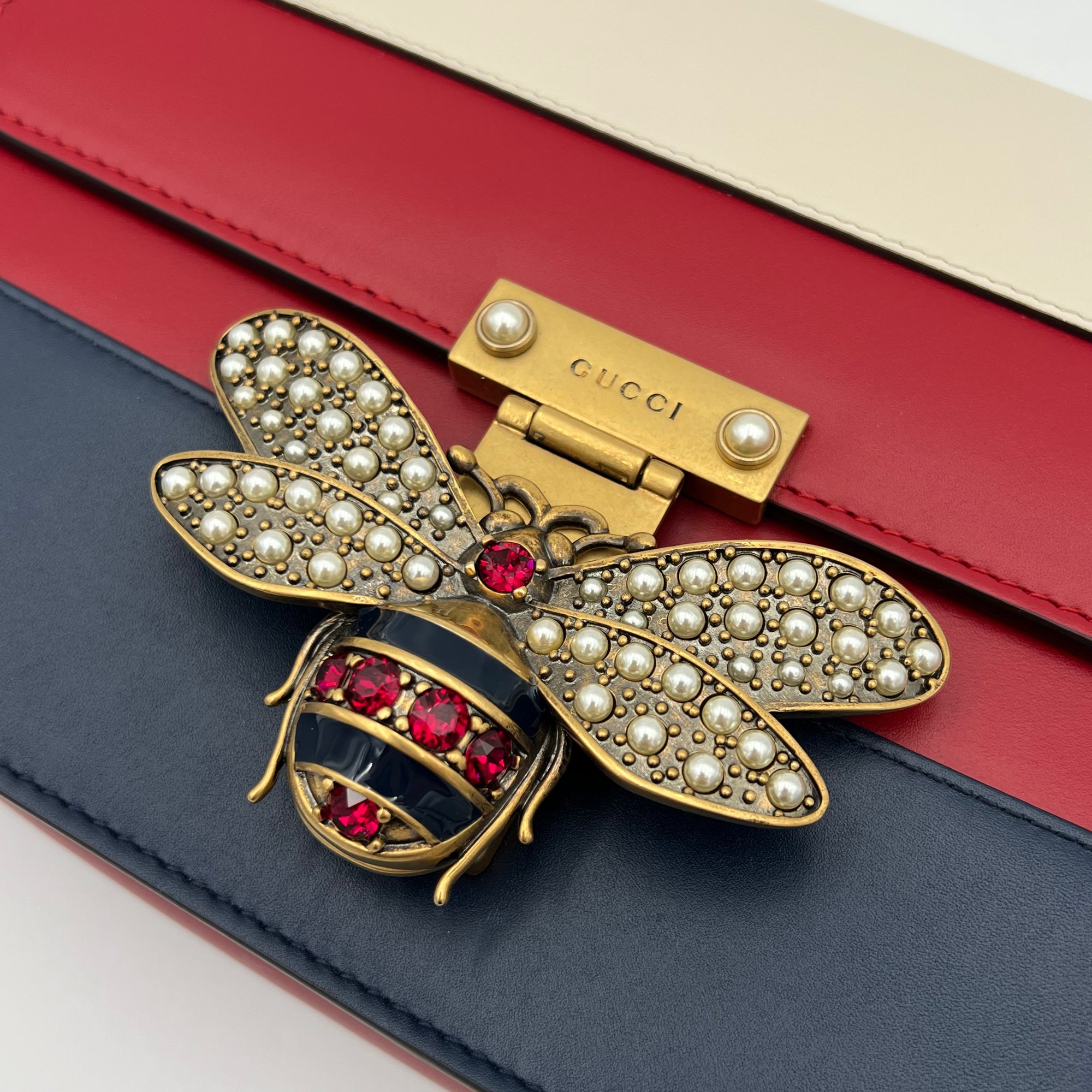 Queen Margaret Shoulder Bag Multi-colour in Calfskin, Gold hardware