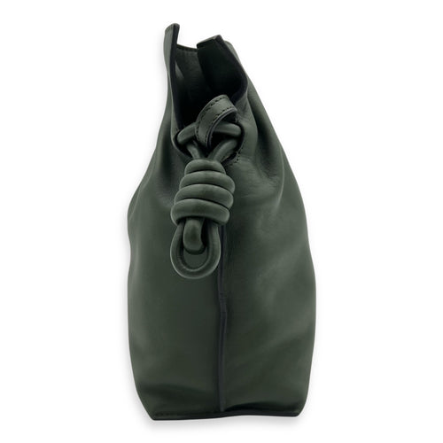 Flamenco Shoulder Bag Green in Calfskin, Gold hardware