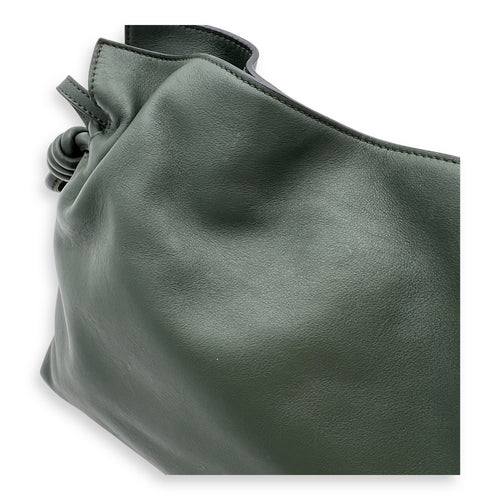 Flamenco Shoulder Bag Green in Calfskin, Gold hardware