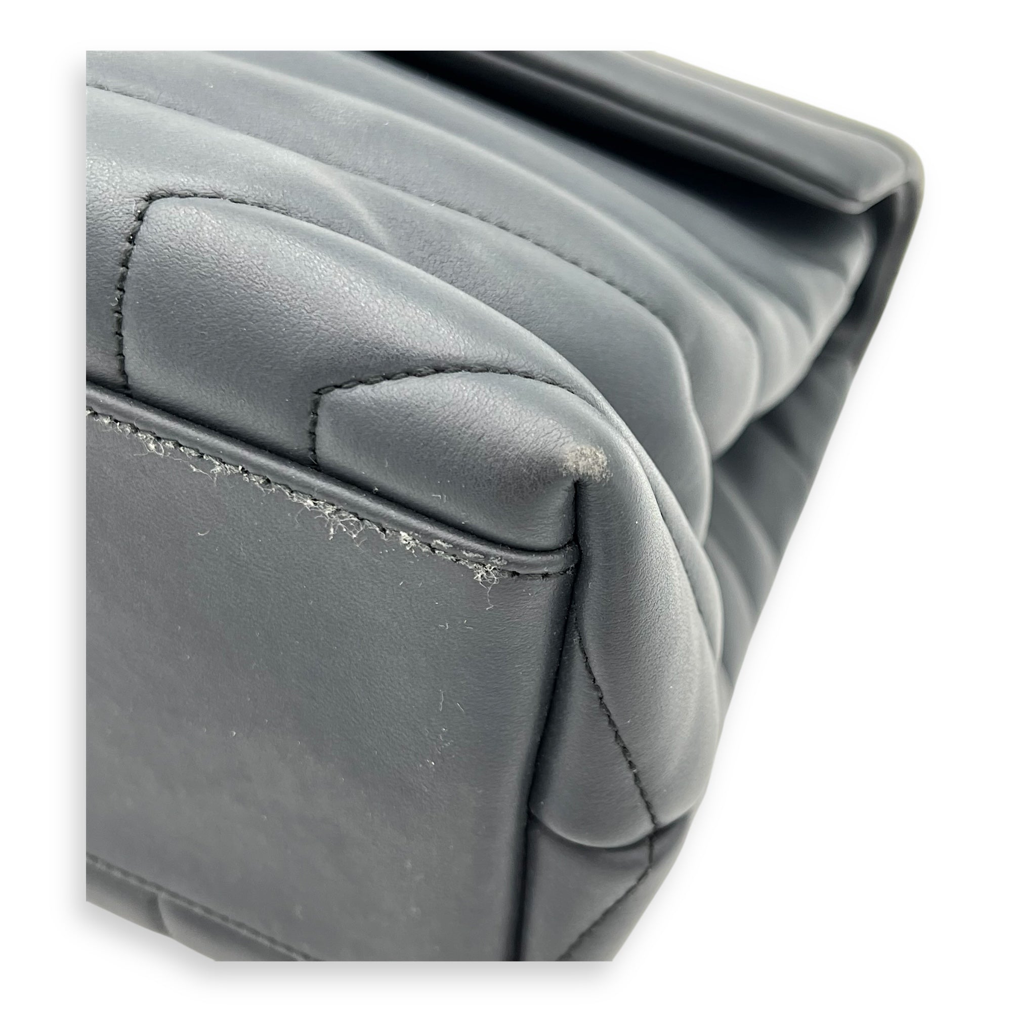 Loulou Shoulder Bag Black in Calfskin, Silver hardware