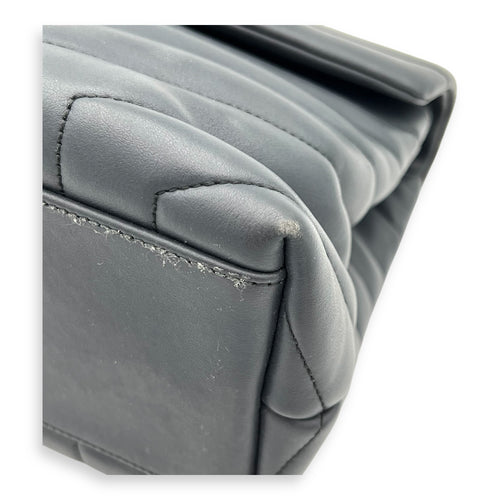 Loulou Shoulder Bag Black in Calfskin, Silver hardware