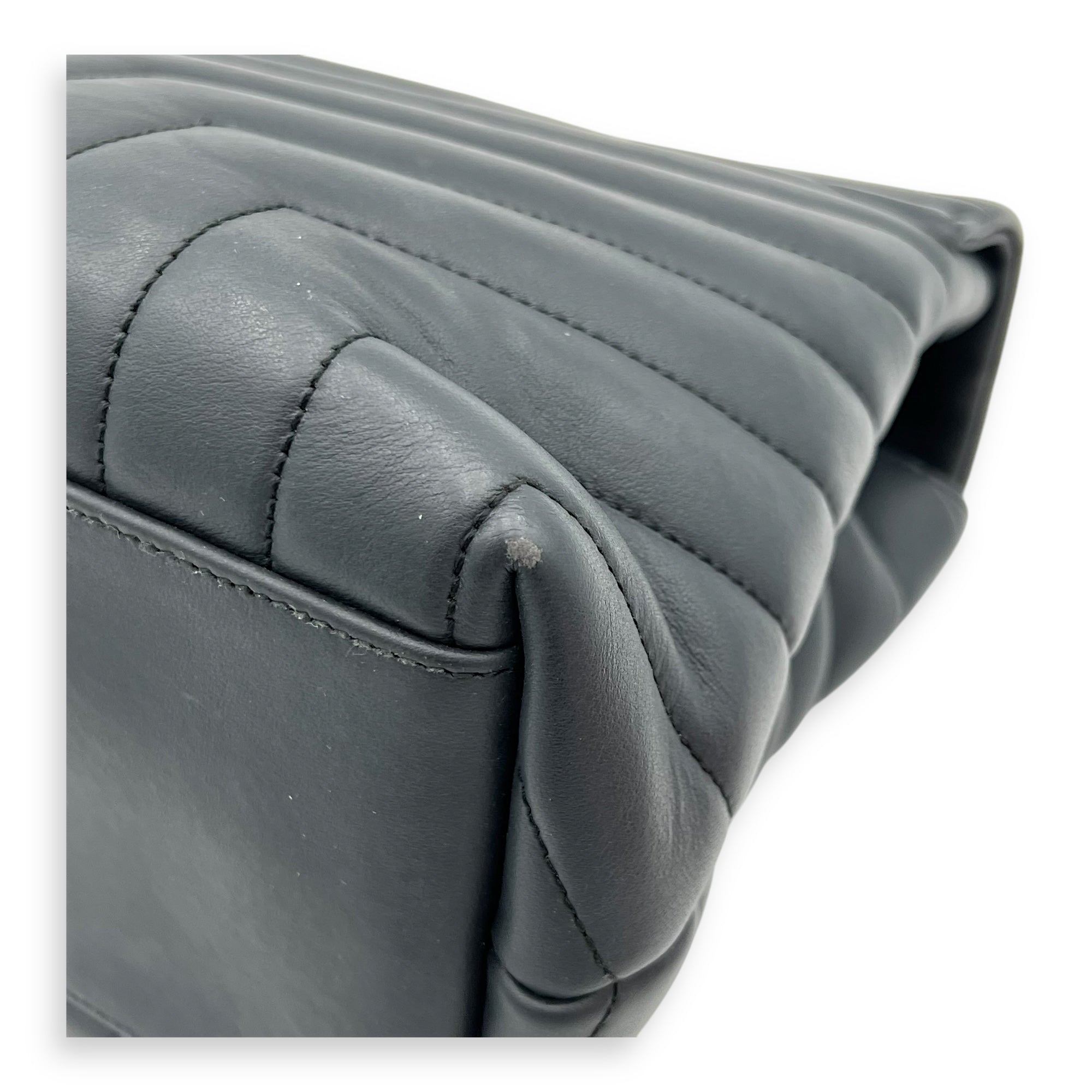 Loulou Shoulder Bag Black in Calfskin, Silver hardware