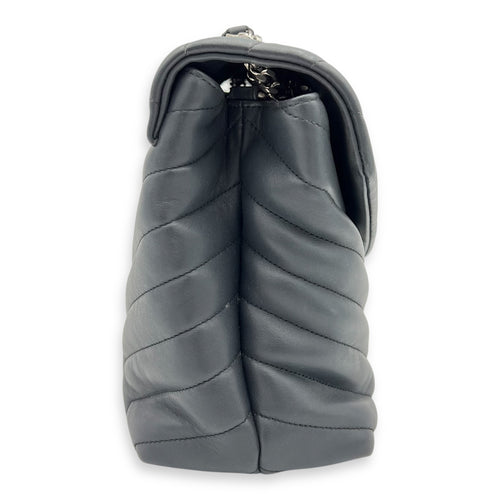 Loulou Shoulder Bag Black in Calfskin, Silver hardware