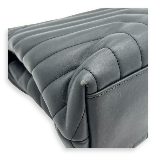 Loulou Shoulder Bag Black in Calfskin, Silver hardware