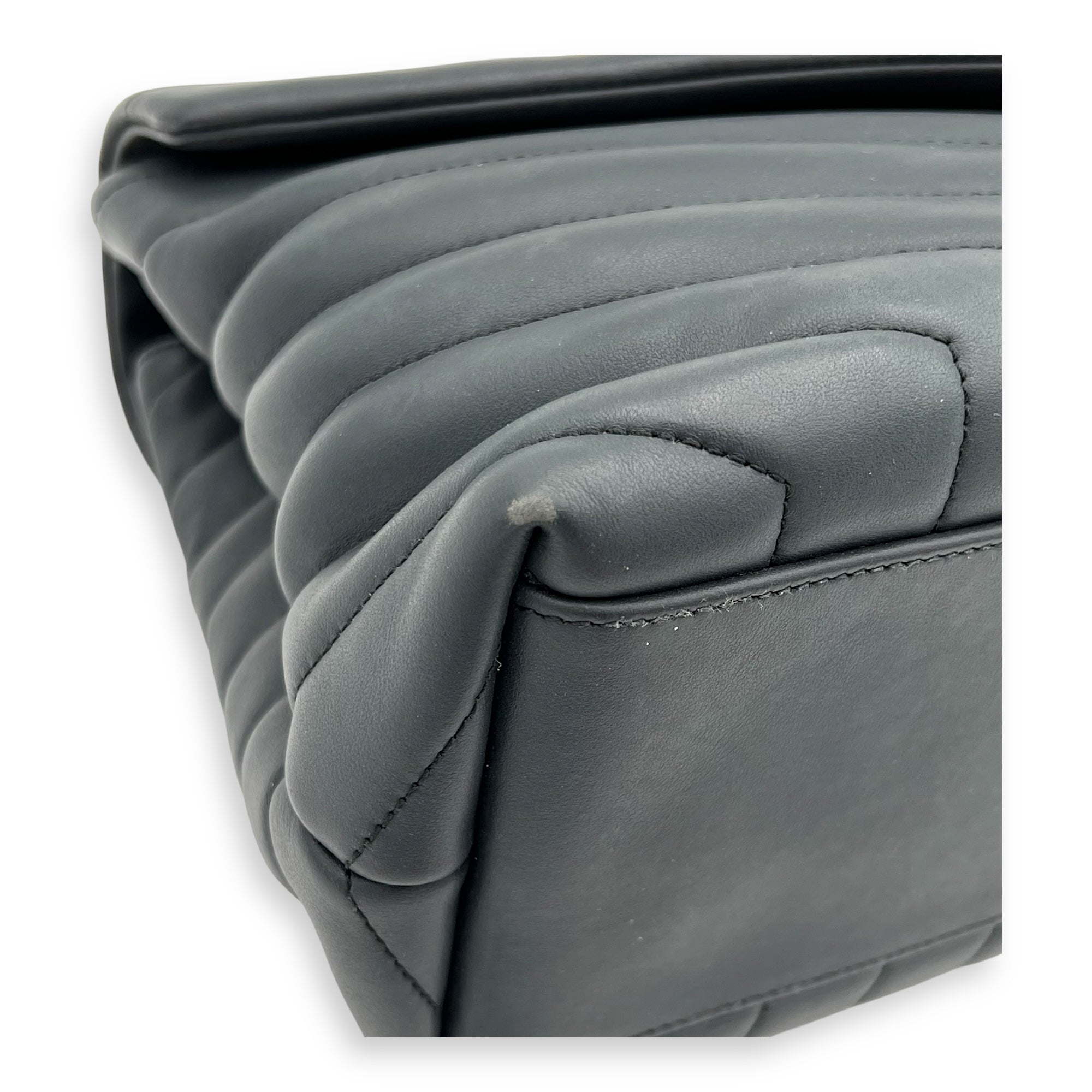 Loulou Shoulder Bag Black in Calfskin, Silver hardware