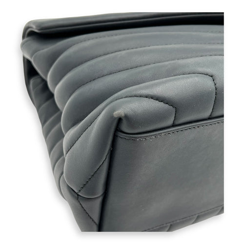 Loulou Shoulder Bag Black in Calfskin, Silver hardware