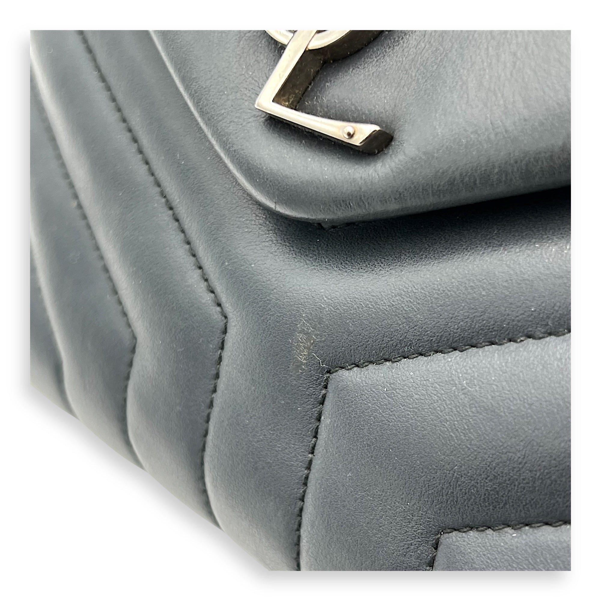 Loulou Shoulder Bag Black in Calfskin, Silver hardware