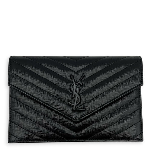 Cassandre Wallet On Chain Black in Caviar Leather, So Black hardware