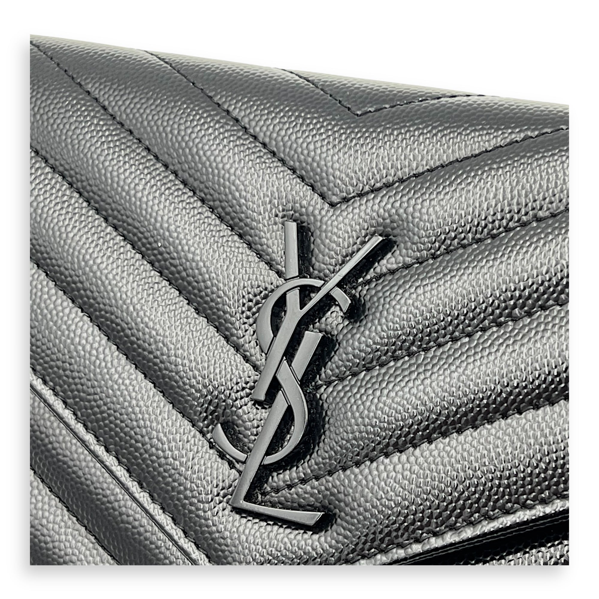 Cassandre Wallet On Chain Black in Caviar Leather, So Black hardware