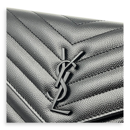 Cassandre Wallet On Chain Black in Caviar Leather, So Black hardware