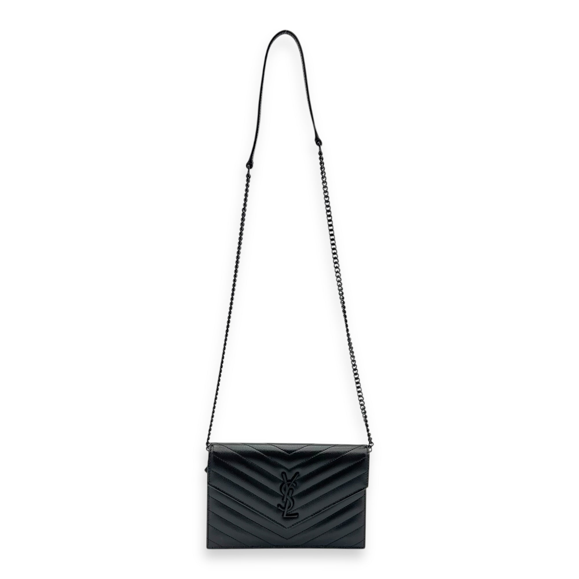 Cassandre Wallet On Chain Black in Caviar Leather, So Black hardware