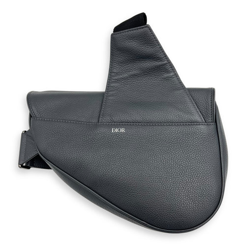 Saddle Crossbody Bag Black in Calfskin, Silver hardware