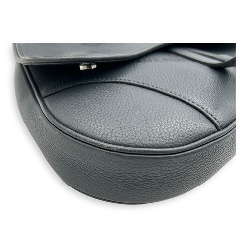 Saddle Crossbody Bag Black in Calfskin, Silver hardware