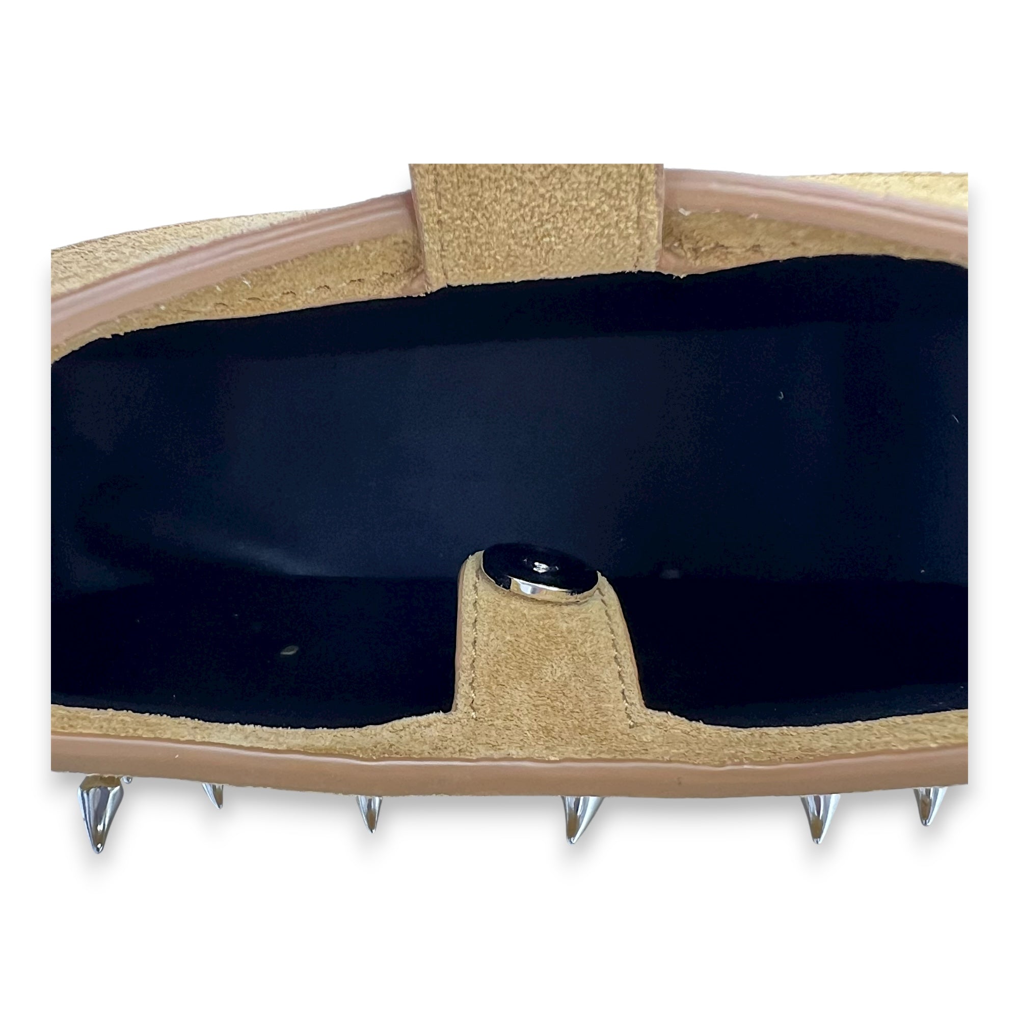 Cross Bar Top Handle Bag Brown in Suede Leather, Silver hardware