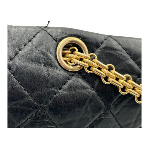 2.55 Shoulder Bag Black in Calfskin, Gold hardware