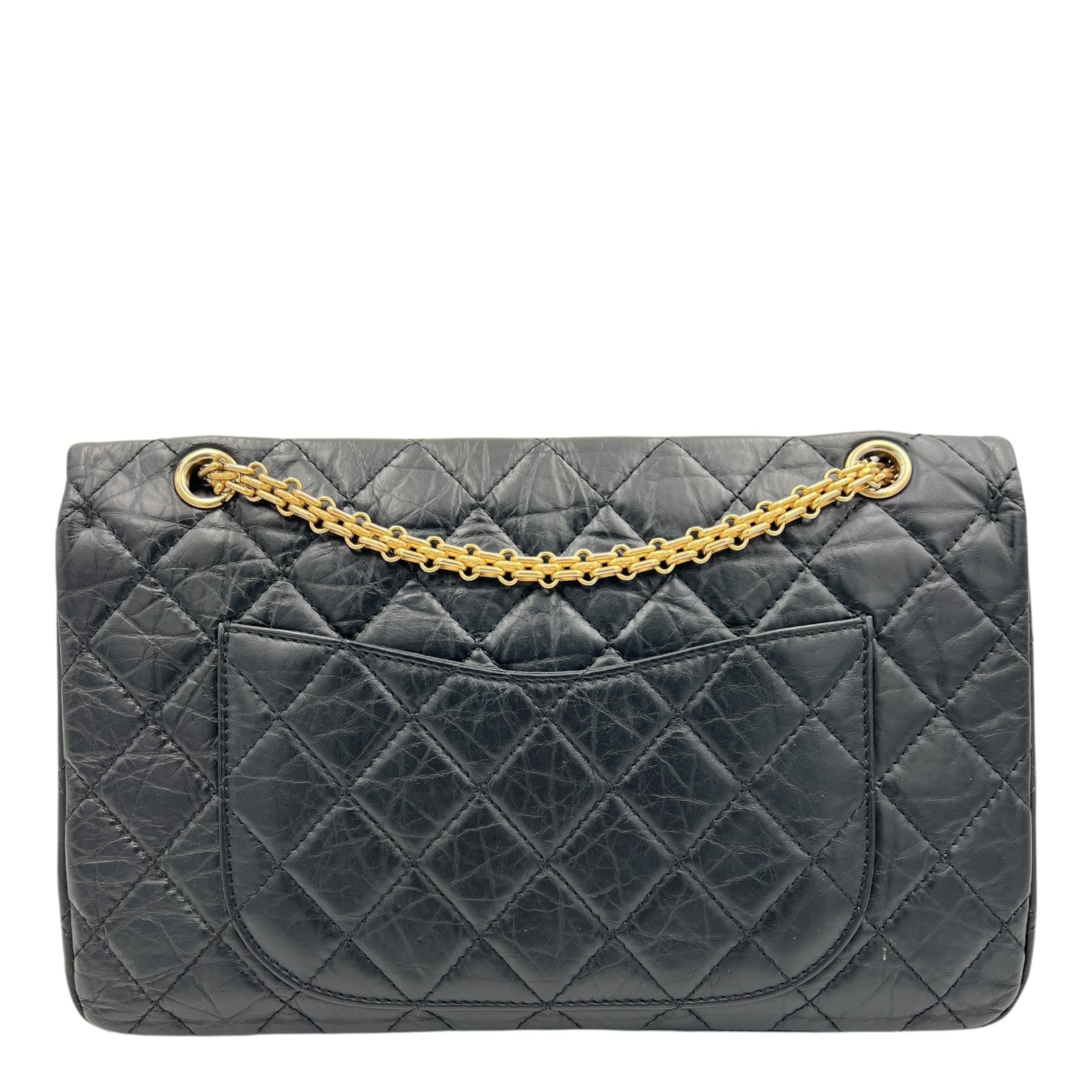 2.55 Shoulder Bag Black in Calfskin, Gold hardware