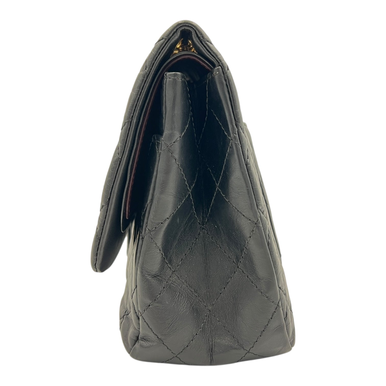 2.55 Shoulder Bag Black in Calfskin, Gold hardware