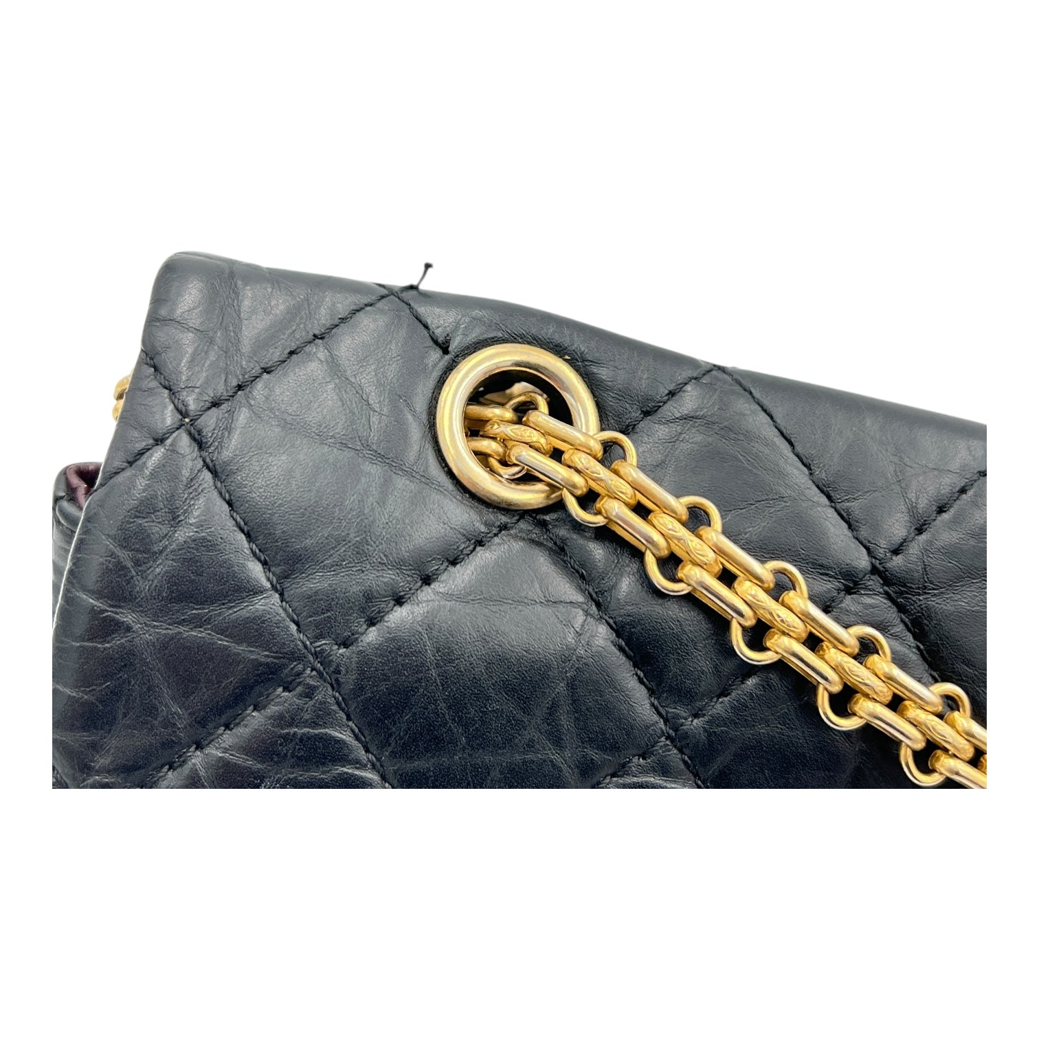 2.55 Shoulder Bag Black in Calfskin, Gold hardware