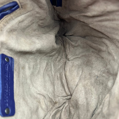 Intrecciato Crossbody Bag Blue in Calfskin, Ruthenium hardware