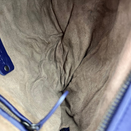 Intrecciato Crossbody Bag Blue in Calfskin, Ruthenium hardware