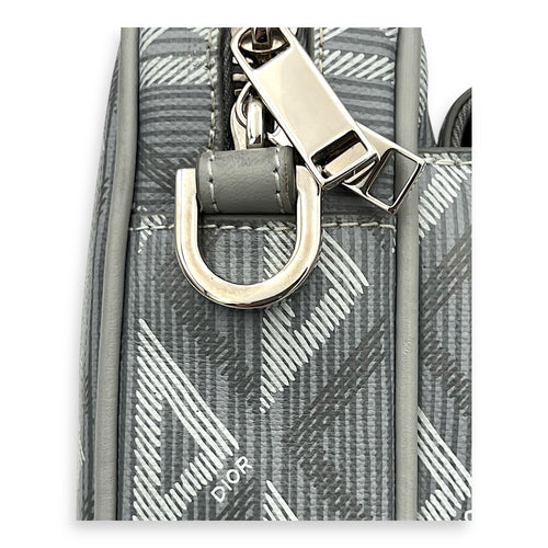 HIt the Road Messenger Grey in Coated Canvas, Silver hardware