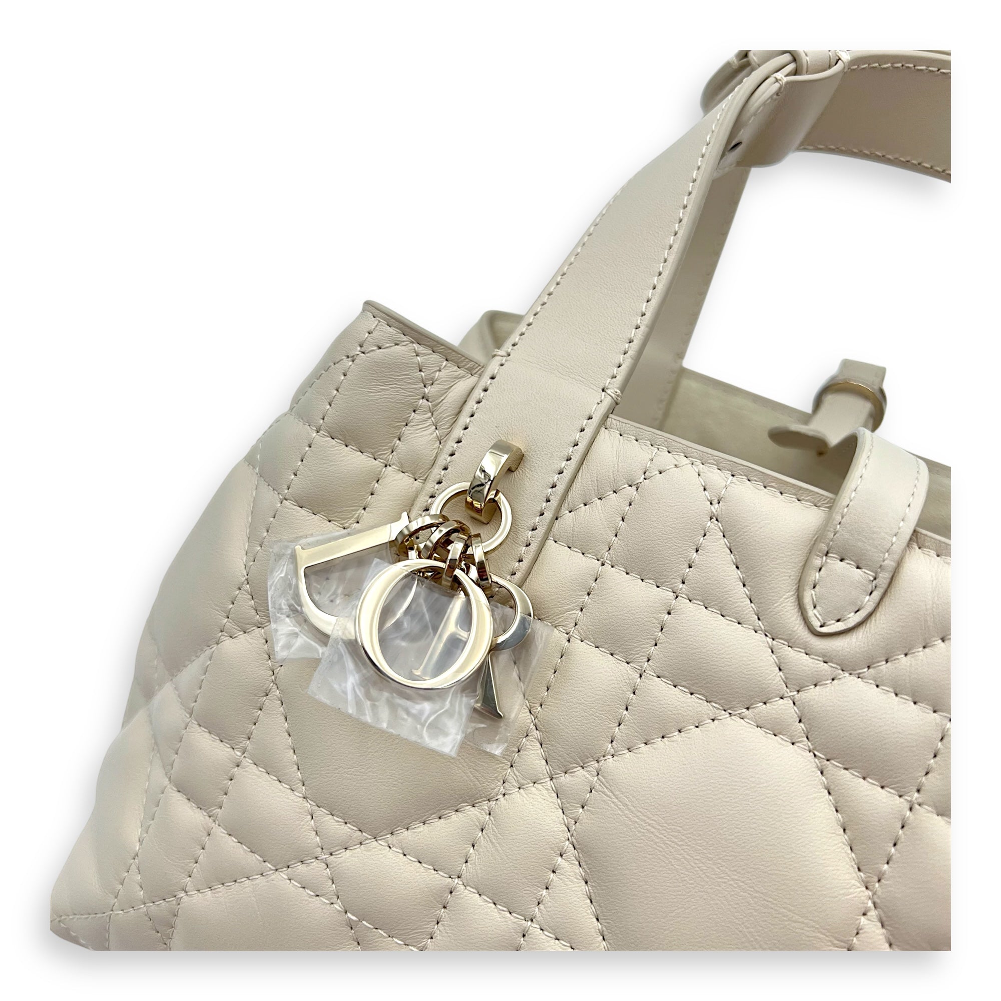 Toujours Top Handle Bag Small White in Lambskin, Silver hardware