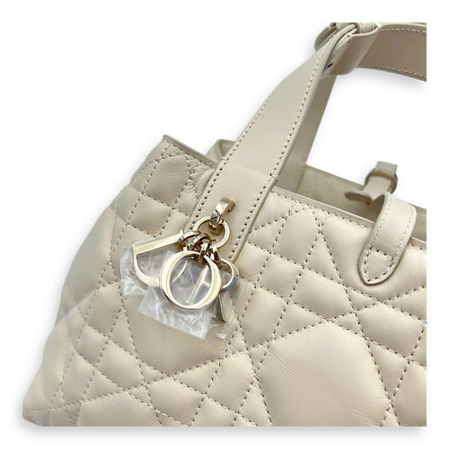Toujours Top Handle Bag Small White in Lambskin, Silver hardware
